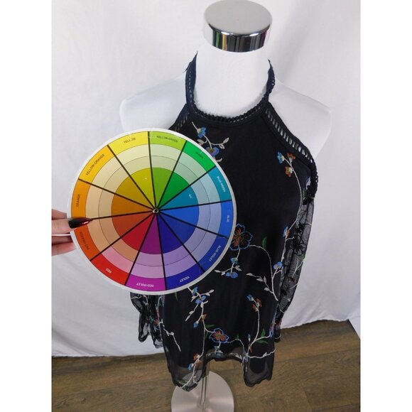 Potter's Pot Black Embroidered Mesh Halter Blouse Gothic Witch - Picture 9 of 11